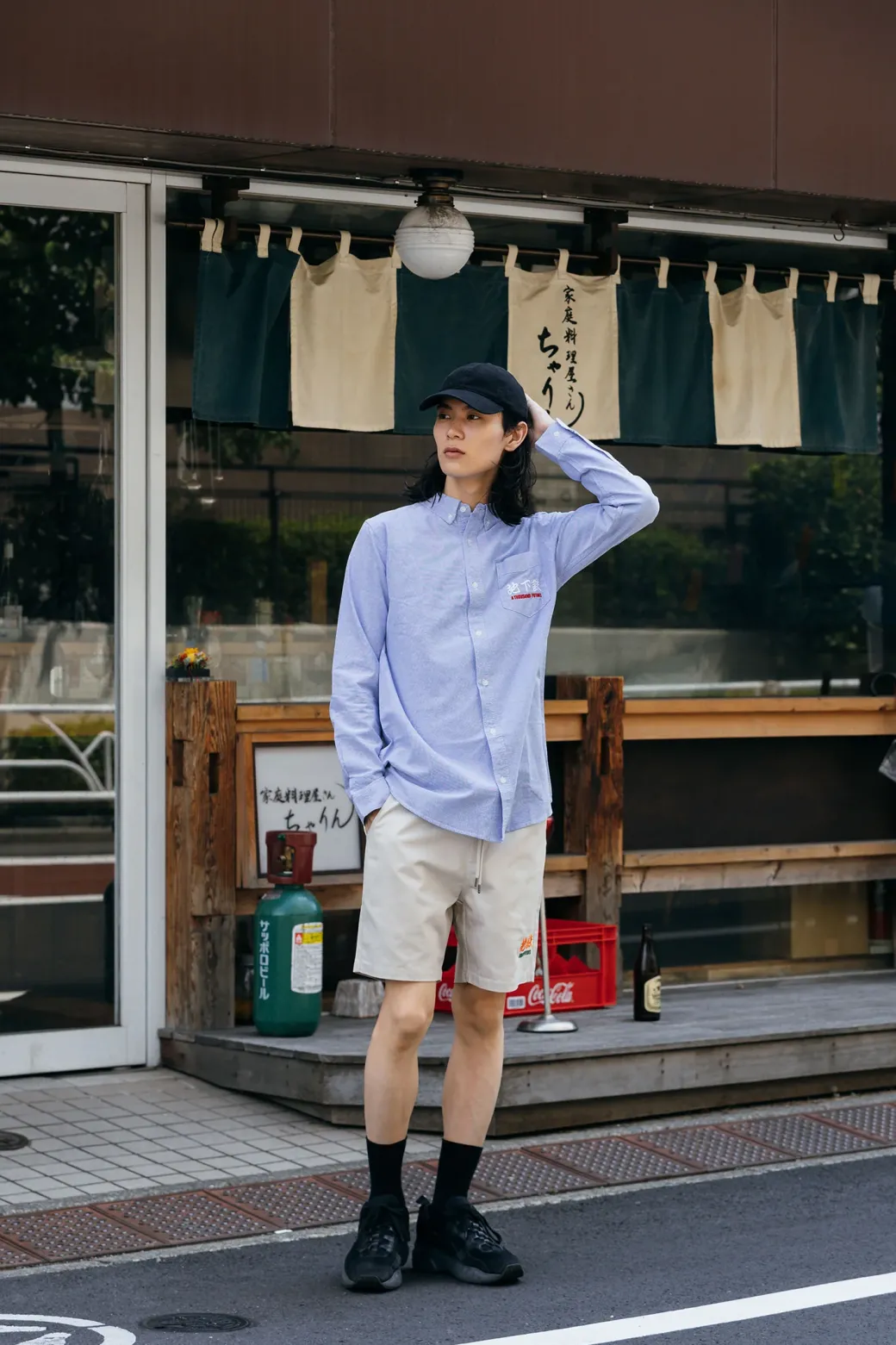 A Thousand Futures 'Logo' Cotton Oxford Shirt - Classic Blue