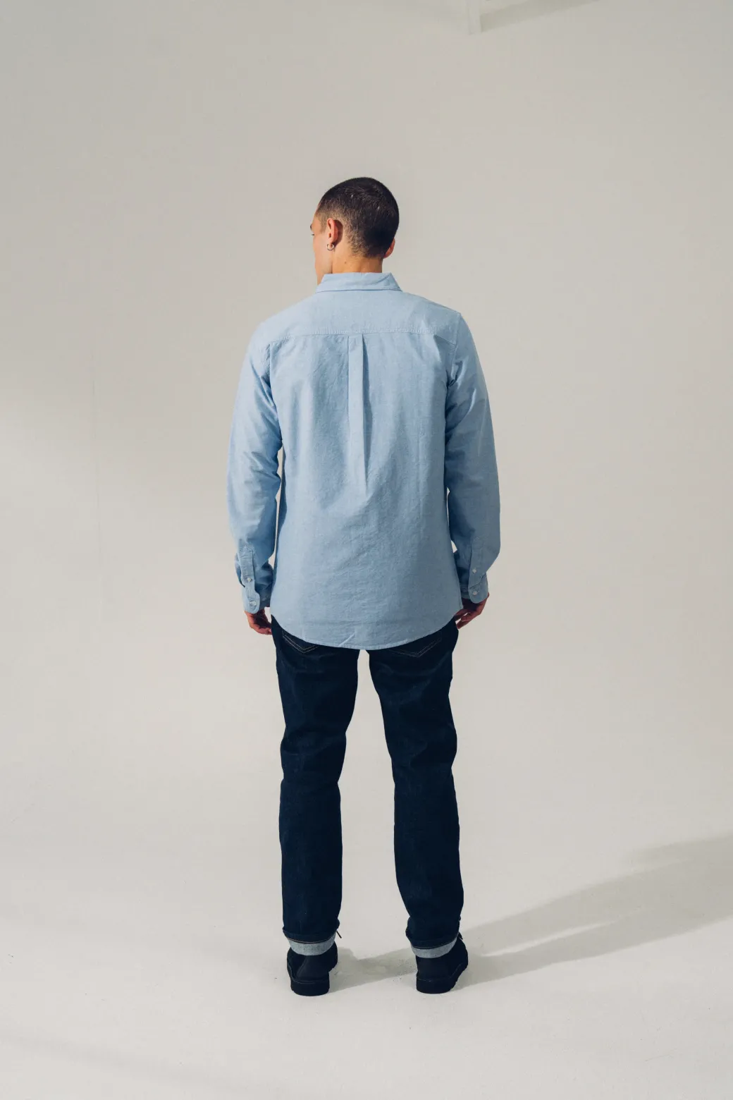 A Thousand Futures 'Logo' Cotton Oxford Shirt - Classic Blue