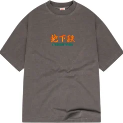 A Thousand Futures 'Logo' Embroidered Vintage Washed Tee - Charcoal