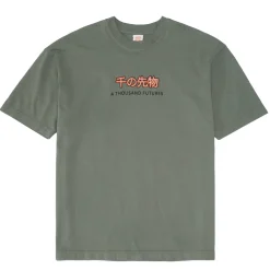 A Thousand Futures 'Logo' Embroidered Tee - Khaki
