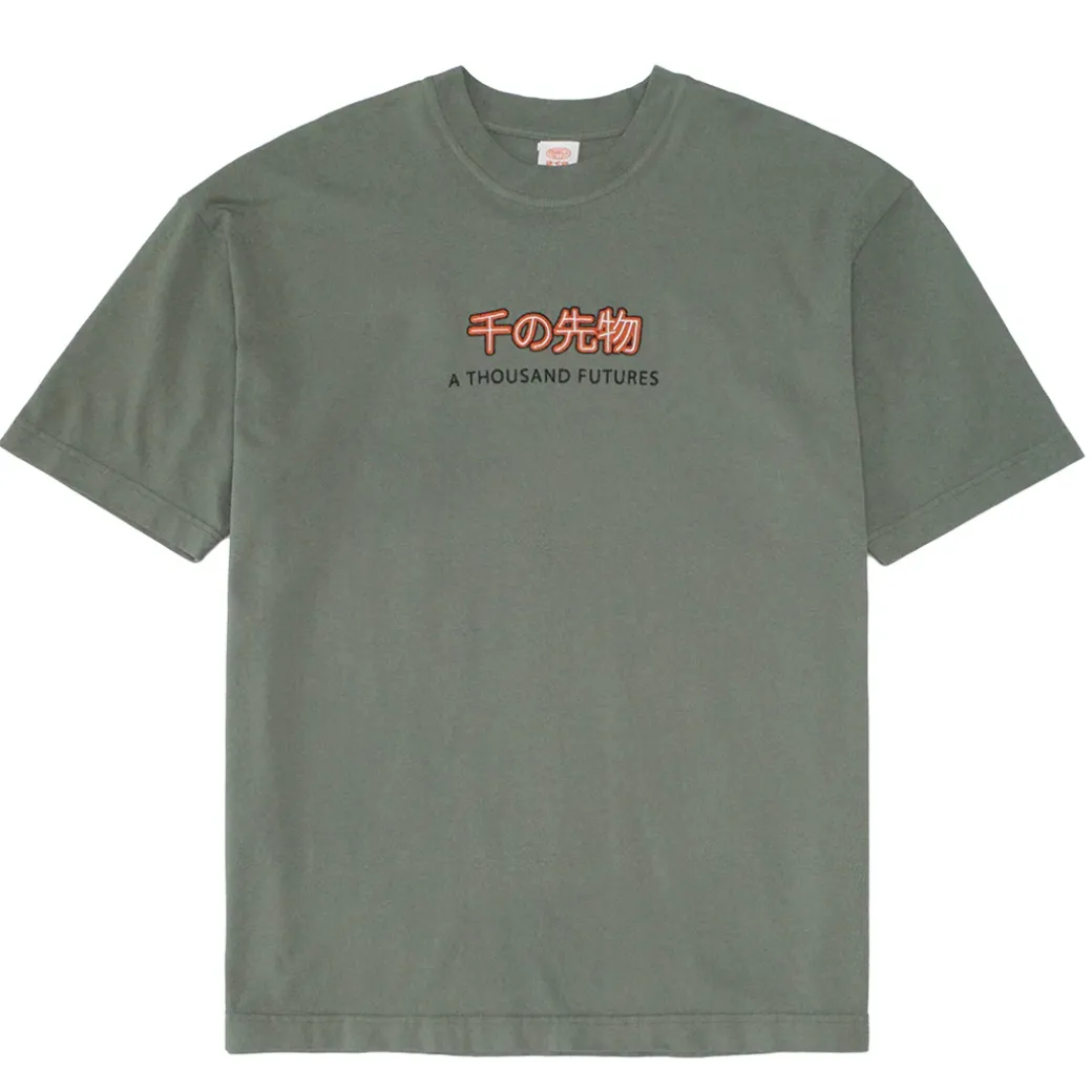 A Thousand Futures 'Logo' Embroidered Tee - Khaki
