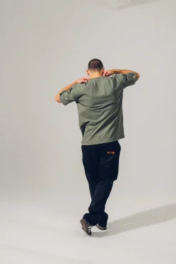 A Thousand Futures 'Logo' Embroidered Tee - Khaki