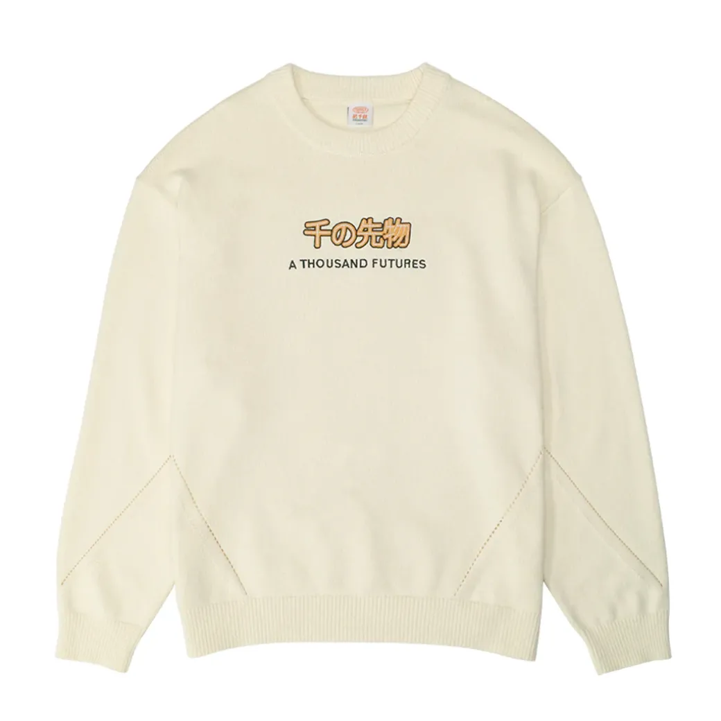A Thousand Futures 'Logo Panel' Knit Sweater - Cream