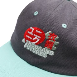 A Thousand Futures 'Lucky' Embroidered Cap - Charcoal / Mint