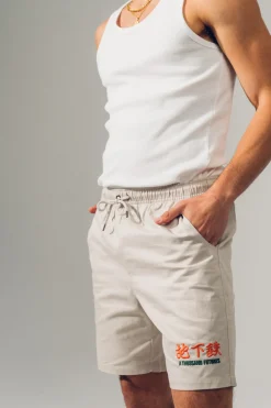 A Thousand Futures 'Lucky' Canvas Twill Shorts - Bone