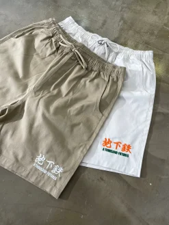 A Thousand Futures 'Lucky' Canvas Twill Shorts - Bone