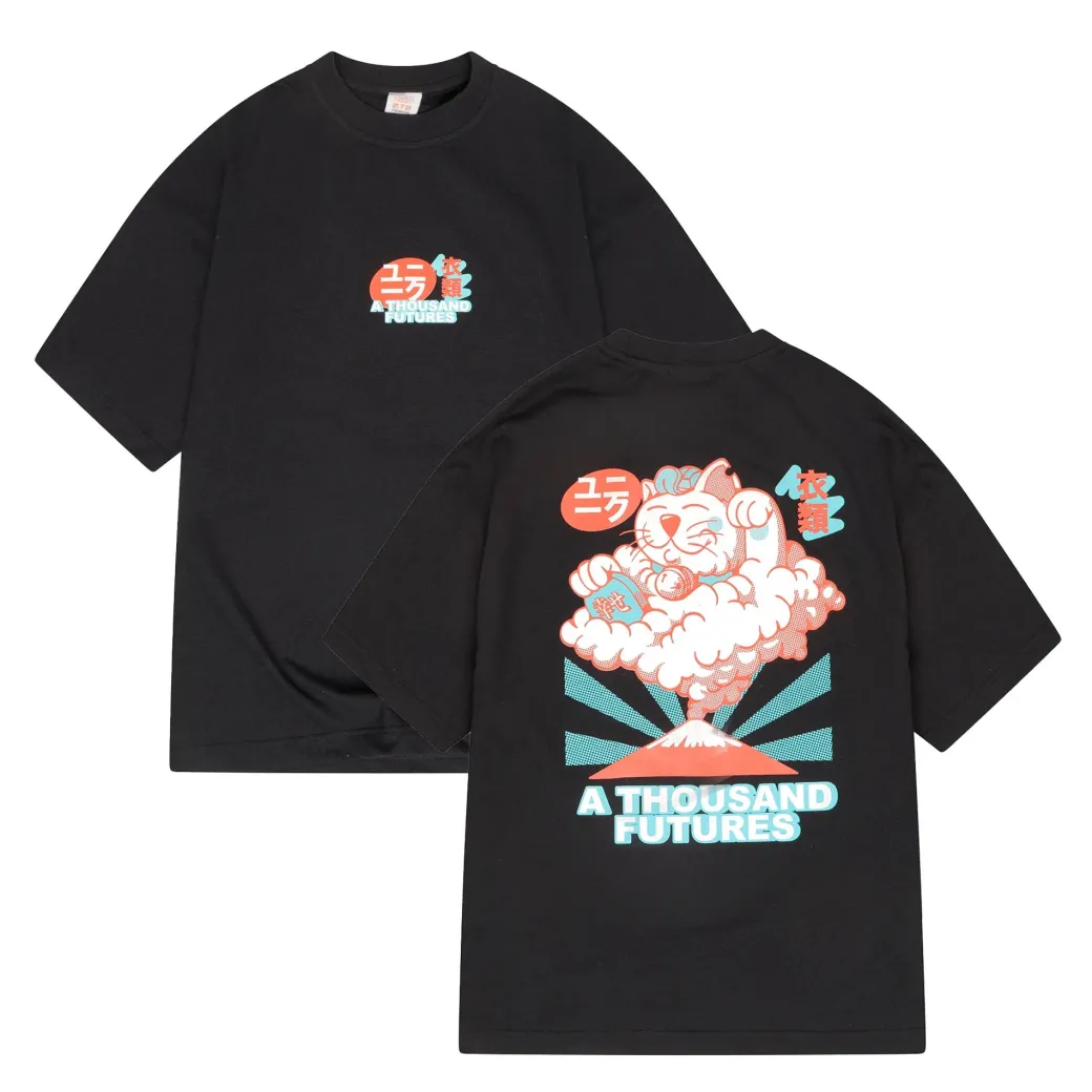 A Thousand Futures 'Lucky Cat' Tee - Black