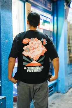 A Thousand Futures 'Lucky Cat' Tee - Black