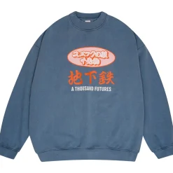 A Thousand Futures 'Subway' Vintage Washed Sweater - Petrol