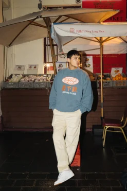 A Thousand Futures 'Subway' Vintage Washed Sweater - Petrol