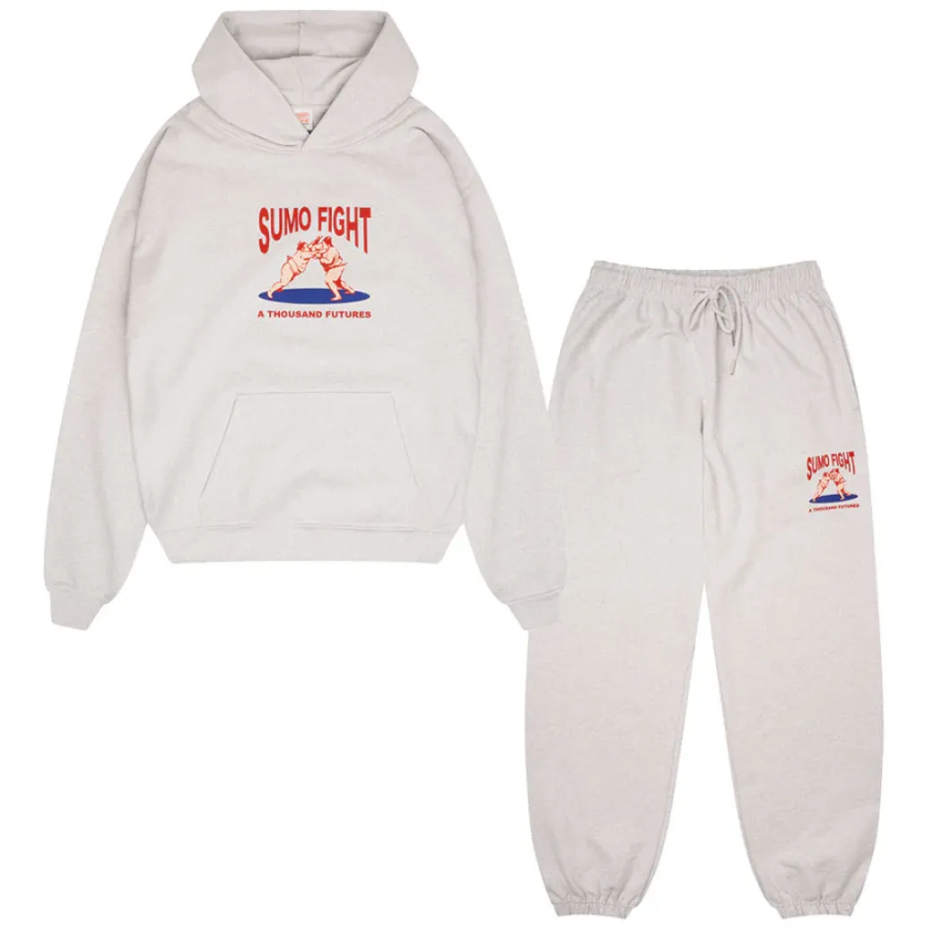 A Thousand Futures 'Sumo Fight' Hoodie & Jogger Set - Ash