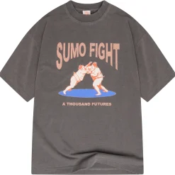 A Thousand Futures 'Sumo Fight' Vintage Washed Tee - Charcoal