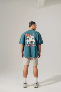 A Thousand Futures 'Sumo Time' Vintage Washed Tee - Pine