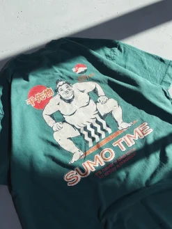 A Thousand Futures 'Sumo Time' Vintage Washed Tee - Pine