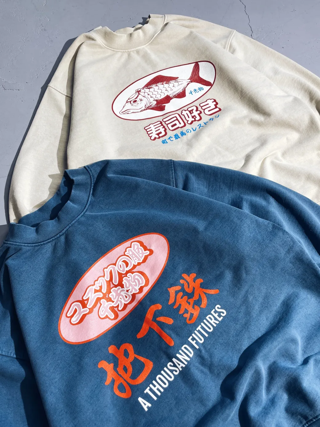 A Thousand Futures 'Sushi Lover' Vintage Washed Sweater - Sand