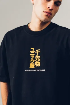 A Thousand Futures 'Tokyo' Embroidered Tee - Black