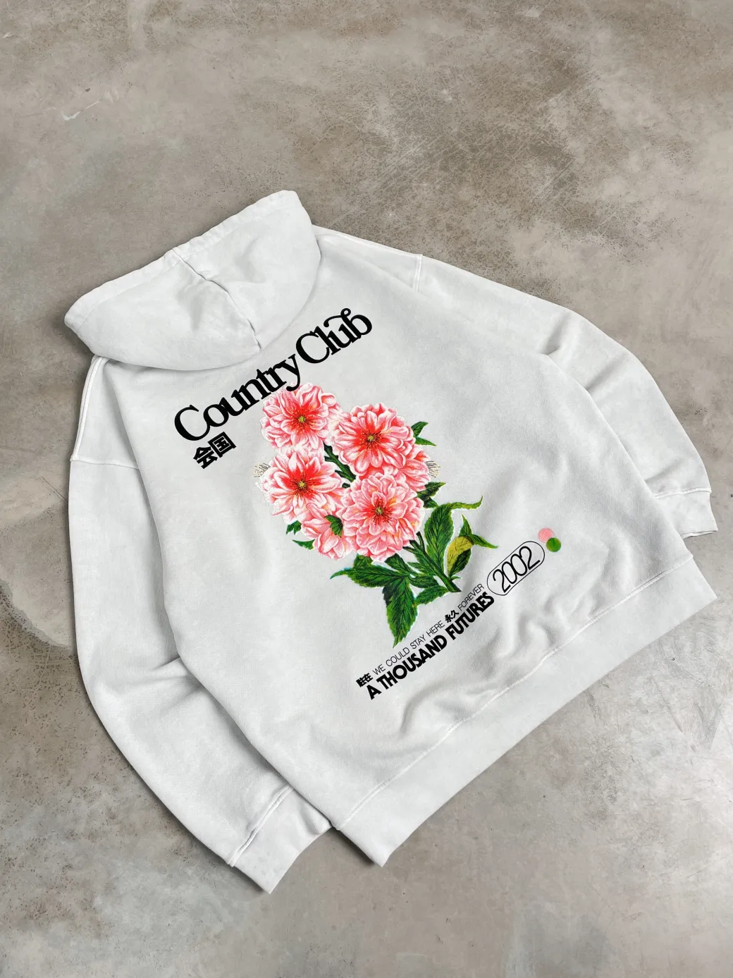 A Thousand Futures x GK 'Country Club' Vintage Washed Hoodie - Ash Grey