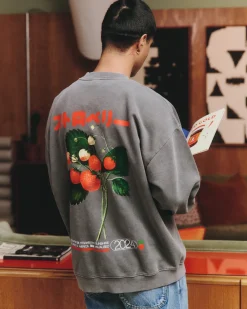 A Thousand Futures x GK 'Strawberry' Vintage Washed Sweater - Charcoal