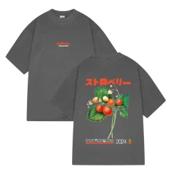A Thousand Futures x GK 'Strawberry' Vintage Washed Tee - Charcoal