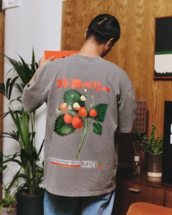A Thousand Futures x GK 'Strawberry' Vintage Washed Tee - Charcoal