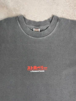 A Thousand Futures x GK 'Strawberry' Vintage Washed Tee - Charcoal