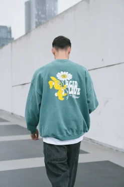 Acid Love 0.06 'Other Side' Sweatshirt - Vintage Washed Teal