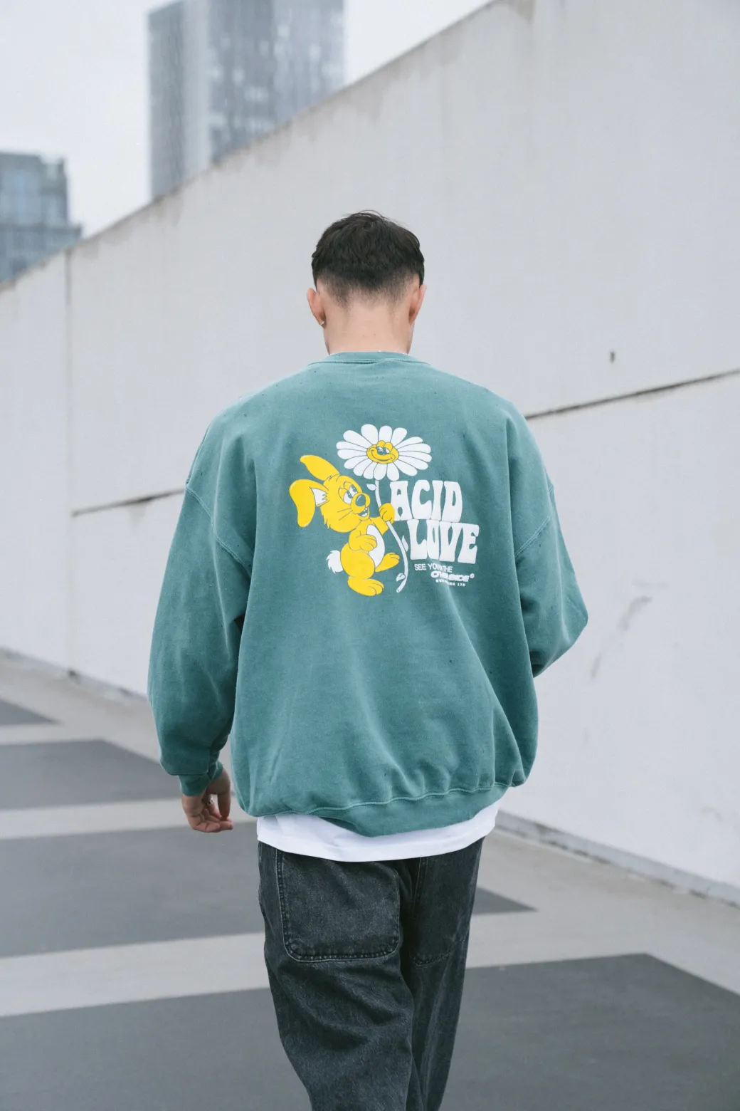 Acid Love 0.06 'Other Side' Sweatshirt - Vintage Washed Teal