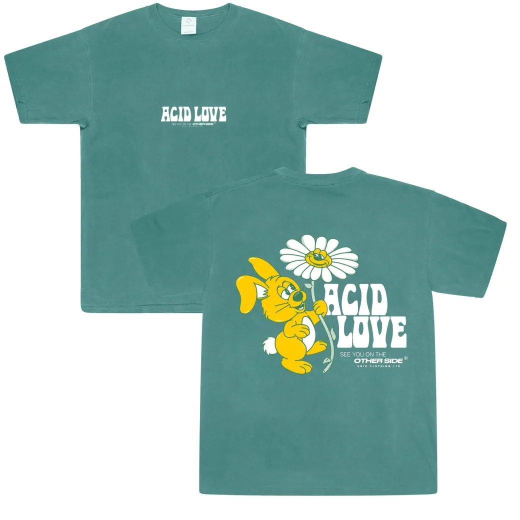 ACID LOVE 0.06 'Other Side' Tee - Vintage Washed Teal