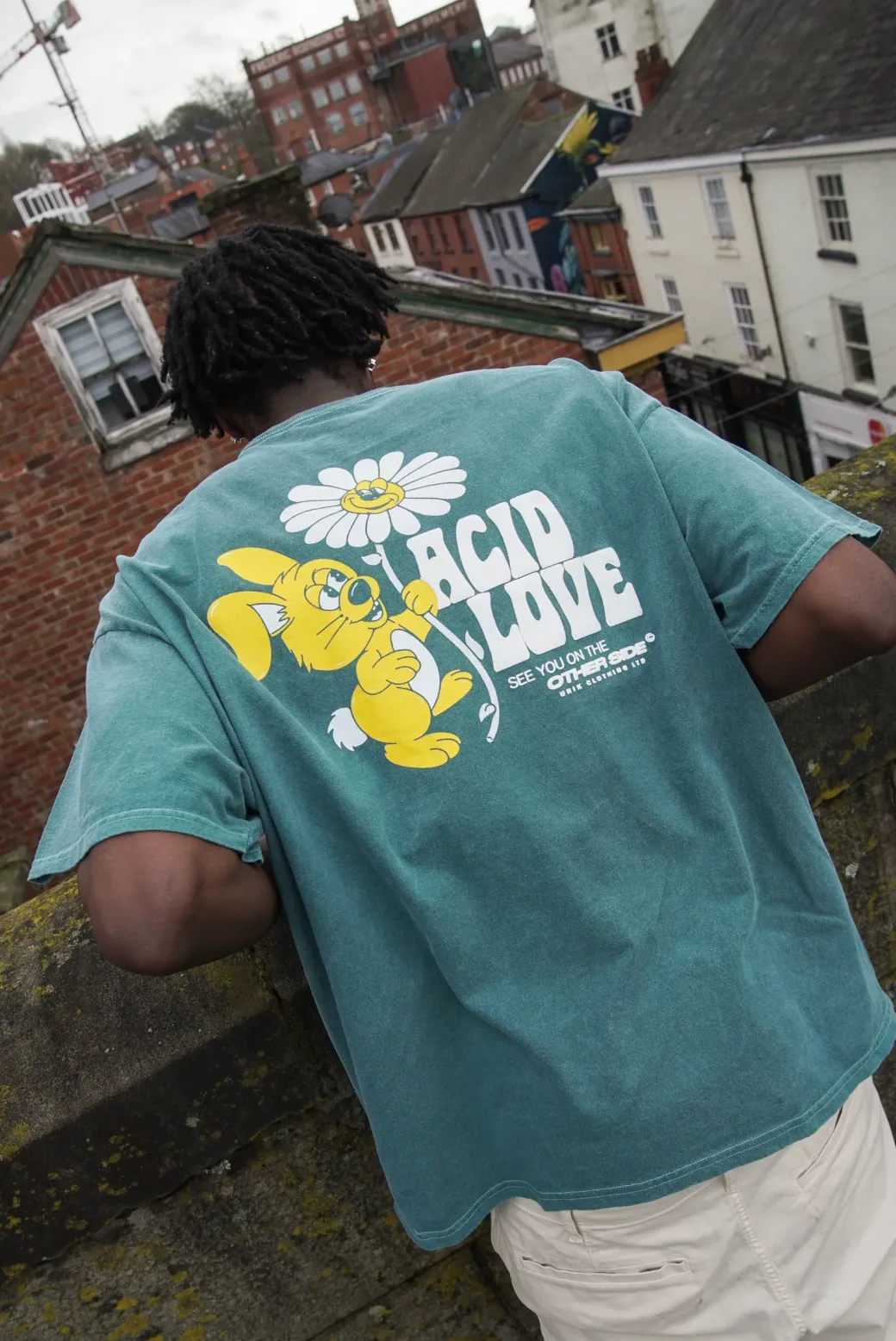 ACID LOVE 0.06 'Other Side' Tee - Vintage Washed Teal