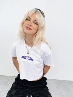Acid Love WMNS 'Mushroom' Cropped Tee - White
