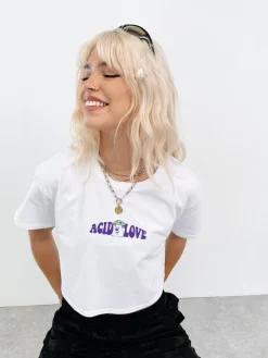 Acid Love WMNS 'Mushroom' Cropped Tee - White