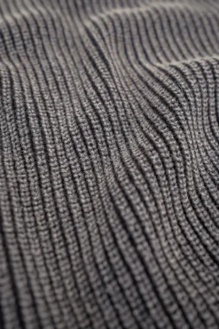bound Acid Wash Half Zip Knit Pullover - Charcoal