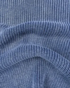 bound Acid Wash Half Zip Knit Pullover - Navy