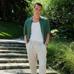 bound 'Alfama' Linen Trousers - Sand