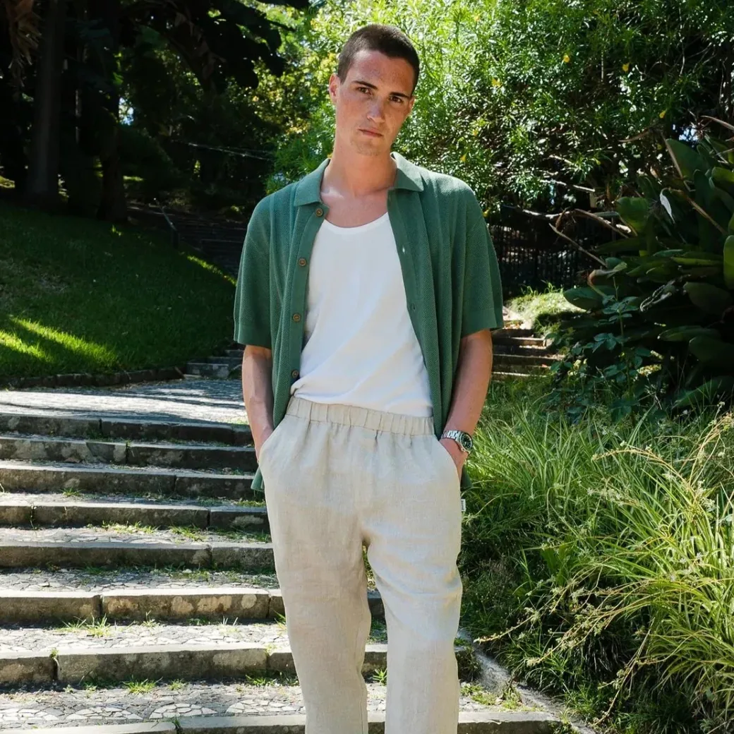 bound 'Alfama' Linen Trousers - Sand