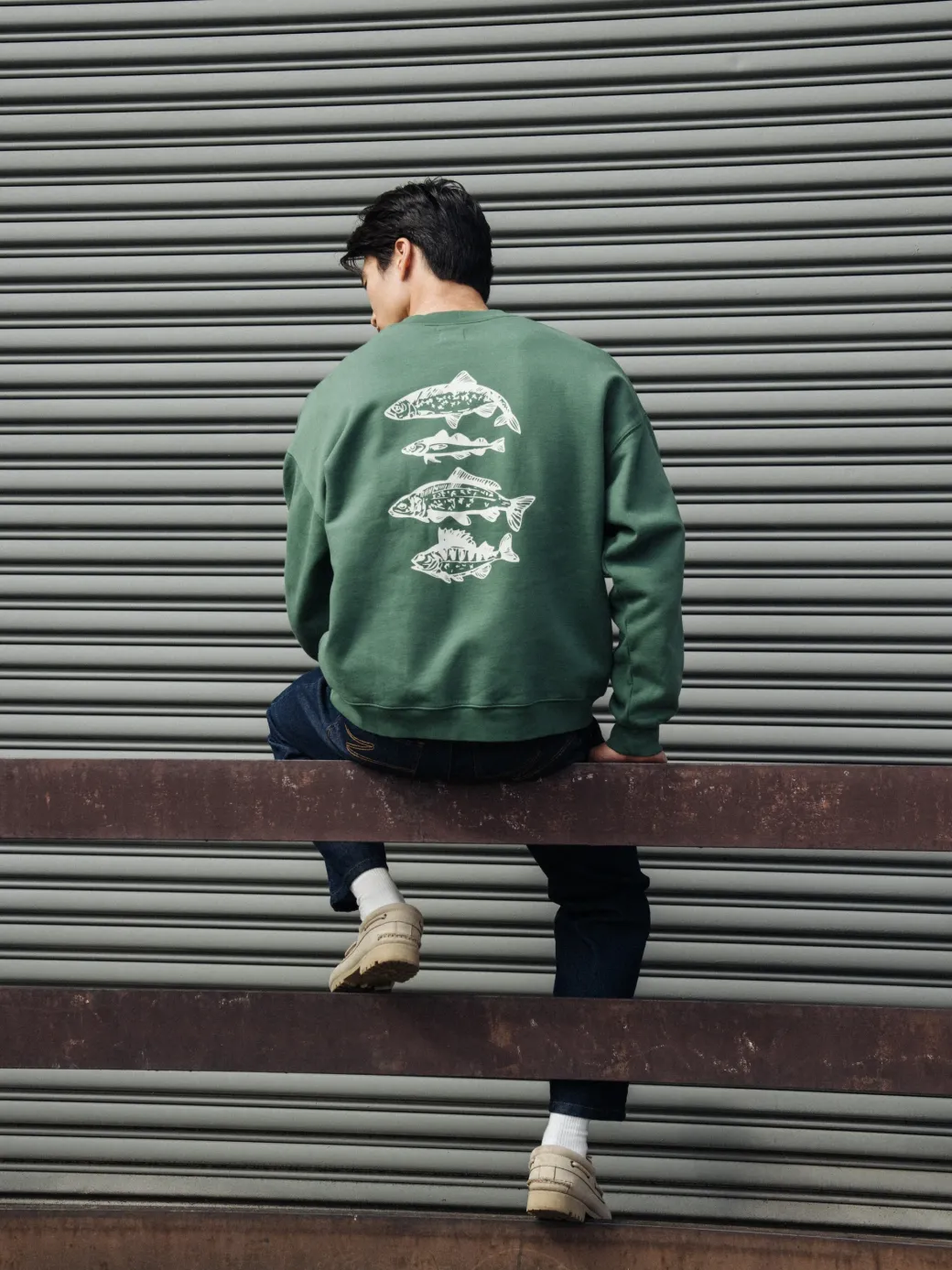 bound 'Angling Club' Sweater - Mid Green