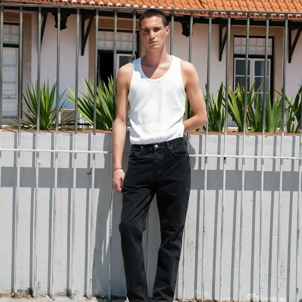 bound 'Brooklyn' Tapered Denim Jean - Stone Washed Black