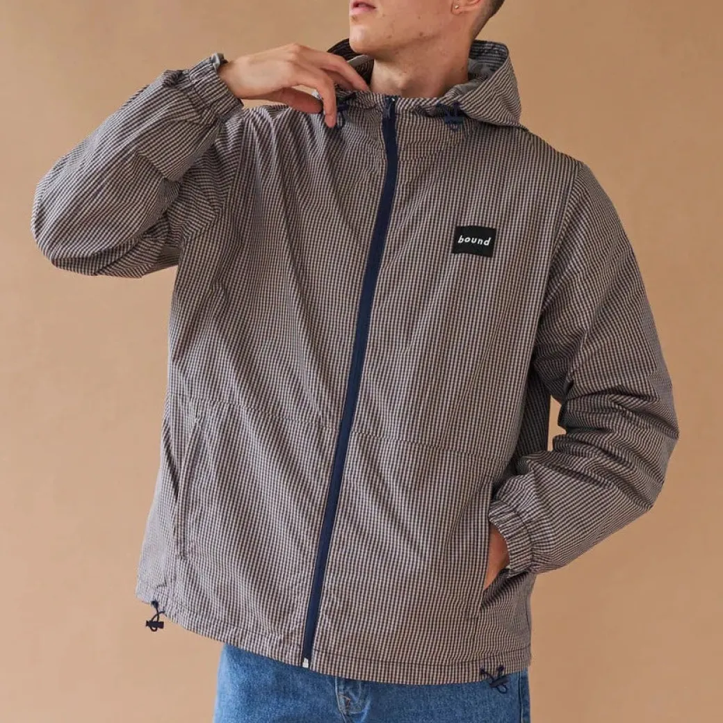 bound 'Digbeth' Check Wind Jacket - Beige & Blue