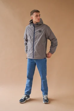bound 'Digbeth' Check Wind Jacket - Beige & Blue