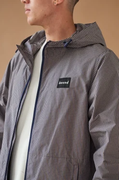 bound 'Digbeth' Check Wind Jacket - Beige & Blue