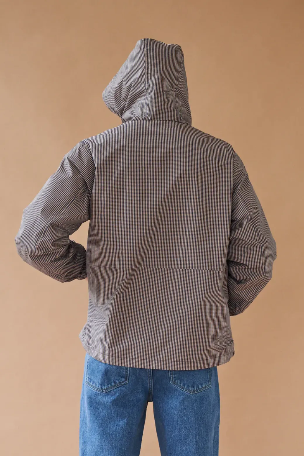 bound 'Digbeth' Check Wind Jacket - Beige & Blue