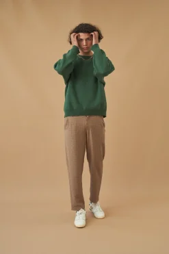 bound 'Dogtooth Woven' Cropped Trouser