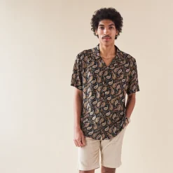 bound 'Ebony' Paisley Rayon SS Shirt