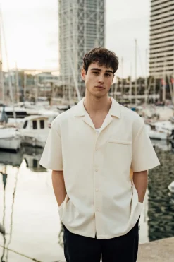 bound Heavy Cuban Textured SS Shirt - Cream