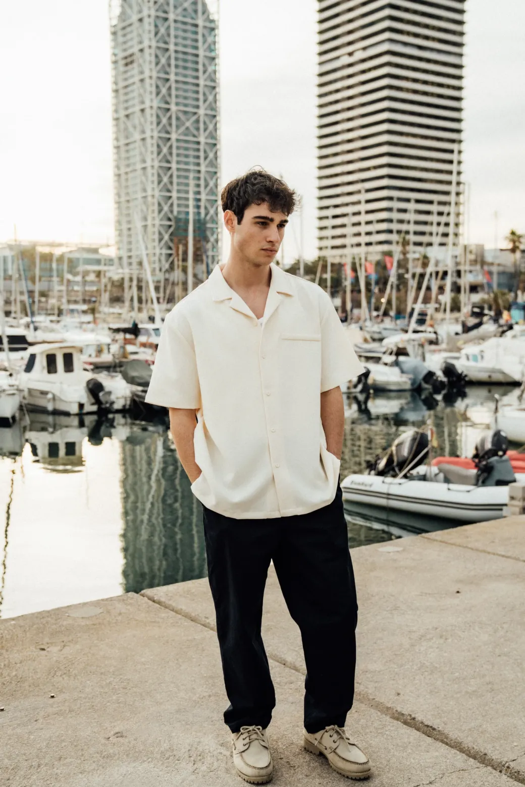 bound Heavy Cuban Textured SS Shirt - Cream