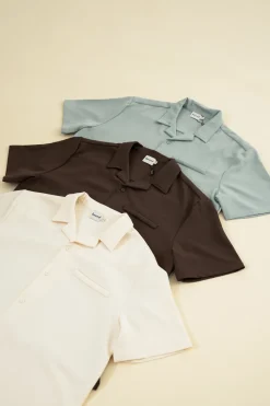 bound Heavy Cuban Textured SS Shirt - Cream