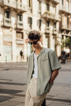 bound Heavy Cuban Textured SS Shirt - Brook Green
