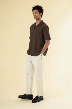 bound Heavy Cuban Textured SS Shirt - Cocoa Brown