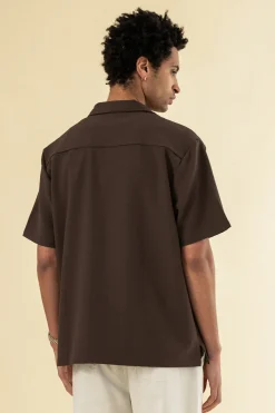 bound Heavy Cuban Textured SS Shirt - Cocoa Brown