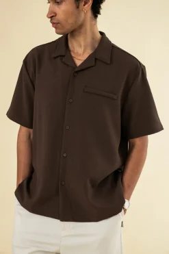 bound Heavy Cuban Textured SS Shirt - Cocoa Brown